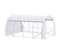 Outsunny Tunnel Serra da Giardino 4x3x2 m con Porta e 8 finestre avvolgibili in polietilene 140 g/m² e Acciaio zincato per la Coltivazione di Piante e Fiori Bianco