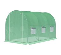 Outsunny Tunnel Serra da giardino superficie al suolo 6 mq dim. 3 x 2 x 2 m telaio tubolare rinforzato porta a battente 6 finestre arrotolabili verde
