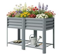 Outsunny Vaso Rialzato con Ripiano Portaoggetti, Altezza 80 cm