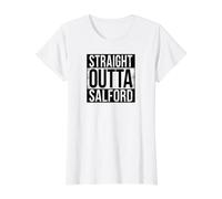 Outta Salford Diritto Maglietta con Stampa Grafica Economica, Donna, Bianco, M