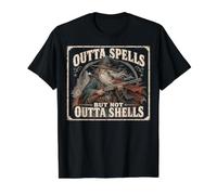 Outta Spells But Not Outta Shells Vintage Wizard Graphic Maglietta con Stampa Grafica Economica, Uomo, Nero, S