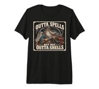 Outta Spells But Not Outta Shells Vintage Wizard Graphic Maglietta Premium