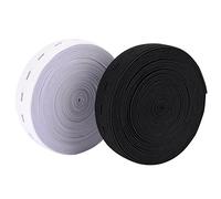 Outus 11 Yard di 3/4 Pollici Occhiello Elastico Fasce da Cucire Fasce Elastiche Piatti con Asole, 2 Pezzi (5.5 Yard di Bianco e 5.5 Yard di Nero)