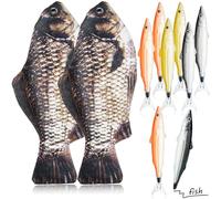Outus 2 astucci a forma di pesce, interessanti astucci per penne a forma di pesce, astuccio divertente per matite, portamonete, con fodera imbottita in schiuma spessa e 8 penne a forma di pesce