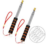 Outus 2 Palo Telescopico in Acciaio Inox, Portatile, Estensibile, 2m, Blu, Rosso, per Guida Turistica, Campeggio, Conferenza, Pennant Triangolare