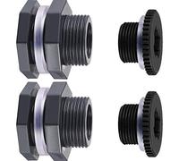Outus 2 raccordi per paratia in PVC con tappi per barili di pioggia, acquari, serbatoi d'acqua, vasche, piscine (guarnizione in silicone da 3/4 di pollice + 4 mm di spessore, grigio scuro)