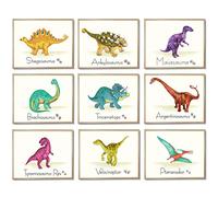 Outus 9 Pezzi Poster del Dinosauro Stampe d'Arte della Parete con Regalo di Compleanno del Dinosauro delle Foto Senza Cornice per La Scuola Materna e Le Decorazioni della Camera dei Bambini
