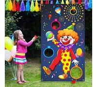 Outus Carnival Toss Giochi Clown Banner con 3 Sacchetti di Fagioli Circus Bean Bag Toss Game per attività di Carnevale Party, Grandi Decorazioni di Carnevale, Circus Fornitori per Bambini e Adulti