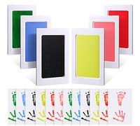 Outus Kit di 18 Pezzi per Impronta di Mano e Impronta per Bambino Senza Inchiostro 6 Tamponi di Inchiostro Sicuro per Mani e Piedi e Impronta di Zampa di Cane e 12 Carte di Stampa da Neonati (S)