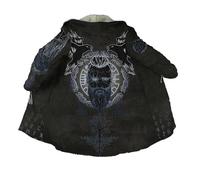 Outwear Con Motivo Norreno Vichingo Yggdrasil, Parka Invernale Imbottito in Pile Con Vestibilità Slim Casual Da Uomo, Giacca a Vento Unisex Retrò Classica Alla Moda Con Tatuaggio Di Corvo Di Odino(Gra