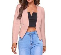 Outwear - Giacca estiva da donna, leggera, da lavoro, in tinta unita, sottile, a maniche lunghe, per le mezze stagioni, college, Colore: rosa., XL