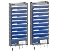 OUTWOLF Confezione da 2 organizer da parete a 12 ripiani con ganci, supporto verticale per cartelle portadocumenti, organizer per posta e documenti per ufficio