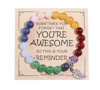 Ouubuuy 8mm Beaded Healing Stones Rose Quartz Pink Zebra Jade Bracciale per le donne, Gemstone Pendant Bracciale, Chakra Yoga Rock Crystal Bracciale, Coppia/Amicizia/Partner Braccialetti (Type-G)