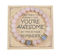 Ouubuuy Bracciale di pietre preziose al quarzo rosa, 8mm Beaded Healing Stones Bracciale per le donne, Chakra Yoga Rock Crystal Bracciale, coppia/amicizia/partner braccialetti (Tpye-B)