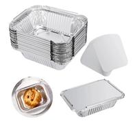 OUUOYSD teglie in Alluminio, 20 Pezzi di Vassoio in Alluminio da asporto con coperchi for conservare Gli Alimenti for Cucinare 260 ml 15 cm x 15 cm x 4,5 cm