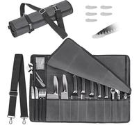 OUUTMEE Borsa arrotolabile per coltelli da chef, Grigio, Organizer per borse