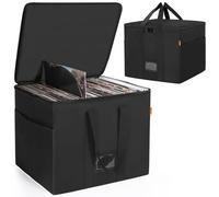 OUUTMEE Contenitore per dischi in vinile con cerniere, Nero , XL-16.9"L x 13.4"W x 13.4"H (43 x 34 x 34CM), Valigetta per pannelli