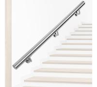 OUUTMEE Corrimano in acciaio inossidabile per scale - Rampa per scale a parete da 200 cm con supporti, corrimano per interni/esterni per loft, portico, garage e terrazzo