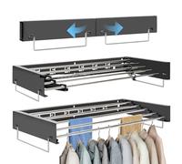 OUUTMEE Stendibiancheria da Parete Pieghevole in Acciaio al Carbonio e Acciaio Inossidabile, 80 cm, Nero, per Interni ed Esterni, Ideale per Asciugamani, Jeans e Biancheria Ingombrante