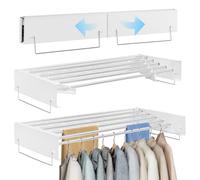 OUUTMEE Stendibiancheria da parete retrattile pieghevole in acciaio al carbonio e acciaio inossidabile, 80 cm, 5 linee di sospensione, per interni ed esterni, bianca