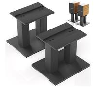 OUUTMEE Supporto audio per desktop, altezza 15 cm, in metallo, con strisce in gomma antiscivolo e ammortizzanti, nero, coppia (piccola)