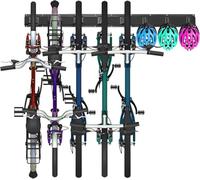 OUUTMEE Supporto per bicicletta da parete porta bici garage gancio bici da parete supporto bici officina per 5 porte biciclette e 3 caschi