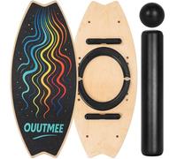 OUUTMEE Surfin Balance Board in legno 6 modalità regolabili per bambini e adulti Surfin Balance Training con rullo e sfera (linea ondulata)