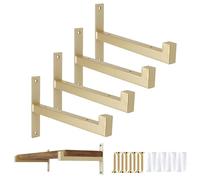 OUVIN - 4 staffe per mensole in acciaio resistente, montaggio a parete, supporti per mensole industriali (oro), 30,5 cm