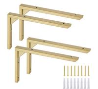Ouvin Staffe per mensole resistenti, 15,2 cm, confezione da 4 pezzi, in ferro dorato, per mensole, supporti triangolari, robusti, con viti, per libreria da cucina (oro)