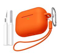 Ouwegaga Cover per AirPods Pro 3 Case 2025 - Antiurto Silicone Protettiva custodia compatibile con Apple AirPods Pro 3ª Generazione, Dotata di kit di Pulizia, Moschettone & Cordino - Arancione