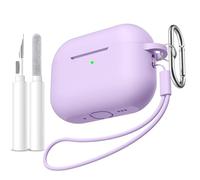 Ouwegaga Cover per AirPods Pro 3 Case 2025 - Antiurto Silicone Protettiva custodia compatibile con Apple AirPods Pro 3ª Generazione, Dotata di kit di Pulizia, Moschettone & Cordino - Lavanda