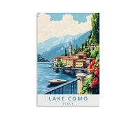 ouweri Lago di Como - Poster vintage su tela, stampa artistica da parete, decorazione per soggiorno, parete, casa, 50 x 75 cm