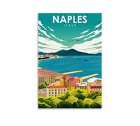 ouweri Poster vintage su tela, motivo: Napoli Italia, stampa su tela, decorazione da parete, per la casa, 30 x 45 cm