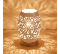 OuXean Beautiful Hollow Design E27 60W Lampada da tavolo con interruttore a cavo Quando è accesa, la luce fugge attraverso le fessure e proietta l'illuminazione del comodino