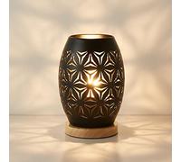 OuXean Design unico e bello in nero metallo vuoto E27 60W lampada da tavolo con interruttore a cavo, quando la luce fuoriesce attraverso gli spazi e illuminazione da comodino