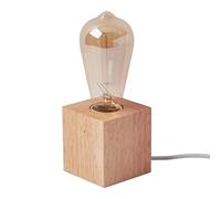 OuXean Lampada da Tavolo Piccola Lampada da Comodino con Base Quadrata in Legno Lampada da Comodino, E27 60W Perfetta per Camera da Letto, Soggiorno o Ufficio (Lampadina Non Inclusa)