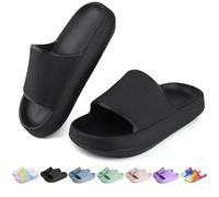 OUYADU Ciabatte infradito per bambini e bambine, sandali da spiaggia, piscina, doccia, pantofole estive in EVA (11 bambini piccoli, 6 bambini grandi), Nero, 2 Big Kid