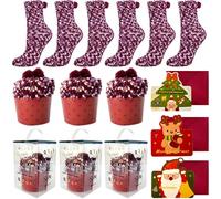 OUYIWEIMAOYI 3Pezzi calzini per cupcake Confezione Regalo Calzini Natale Calze San Valentino Caldi Donna Super Morbidi Calzettoni DIY (IT, Testo, Taglia unica, Regular, Regular, Deep Purple)