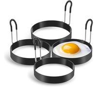 OUYNIEI 4 stampi antiaderenti in acciaio inox per uova fritte, frittelle e omelette perfette (10 cm)