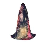 Ouyniei Bellissimo mantello con cappuccio con stampa fuochi d'artificio per carnevale, Halloween e feste a tema, comodo mantello