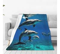 Ouyniei Divertente coperta invernale con stampa di delfini, leggera, calda, per adulti o bambini