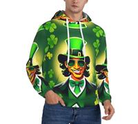 Ouyniei Felice Giorno di San Patrizio Uomini con Cappuccio Felpa Felpa Calda Cappotti Manica Lunga Pullover con Cappuccio, Nero , L