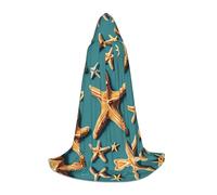 Ouyniei Mantello con cappuccio con stampa di stelle marine da spiaggia per carnevale Halloween e feste a tema comodo mantello