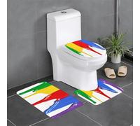 Ouyniei Set di 3 tappeti da bagno antiscivolo con stampa di schizzi di vernice