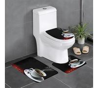 Ouyniei Set di 3 tappetini da bagno con stampa a chicco di caffè, tappetino antiscivolo per il bagno