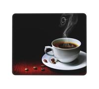 Ouyniei Tappetino per mouse con stampa di caffè caldo con chicchi di caffè, tappetino antiscivolo per scrivania con bordi cuciti