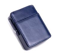 oUyOo Portasigarette in Pelle con Porta Accendino, Portasigarette Porta Biglietti da Visita Portatile per Uomini E Donne,Blu