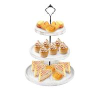 OUYUE Alzatina per Dolci Alzata per Torta Espositore for Torte A 3 Piani in Legno, for Cupcake Rotondi E Frutta Alzatina per Dolci Decorazione(White)