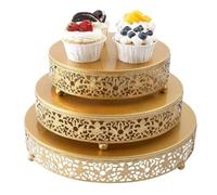 OUYUE Alzatina per Dolci Alzata per Torta Set di 3 Alzate for Dolci E Cupcake Rotonde Alzatina per Dolci Decorazione(Gold)