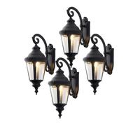 OUYUE Applique Da Esterno Patio Applique Da Parete Esterna Impermeabile Vintage Lampada In Vetro In Alluminio Per Giardino E Cortile Lampada Lanterna Da Garage(Black,4 Pack)